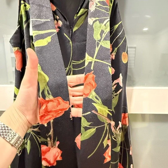 Ted Baker NWT size 4 Cowl Neck Black Floral Slip Midi Maxi Dress sleeveless - Picture 13 of 14